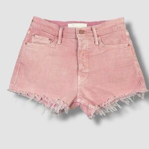 Mother Superior TomCat Kick Fray Denim Shorts Size 25 Pink